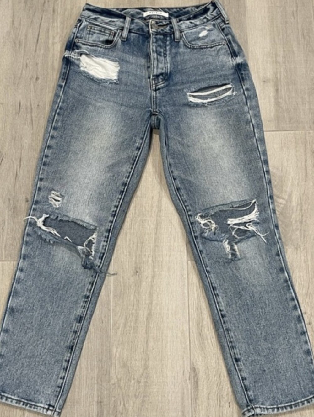 PacSun Distressed Blue High Rise Mom Jeans Size 23 100% Cotton